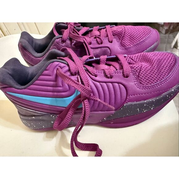Nike Kids Ja 2 Stargazer Swoosh Logo Lace-up Sneakers Plum Purple Size 5Y - Picture 6 of 12